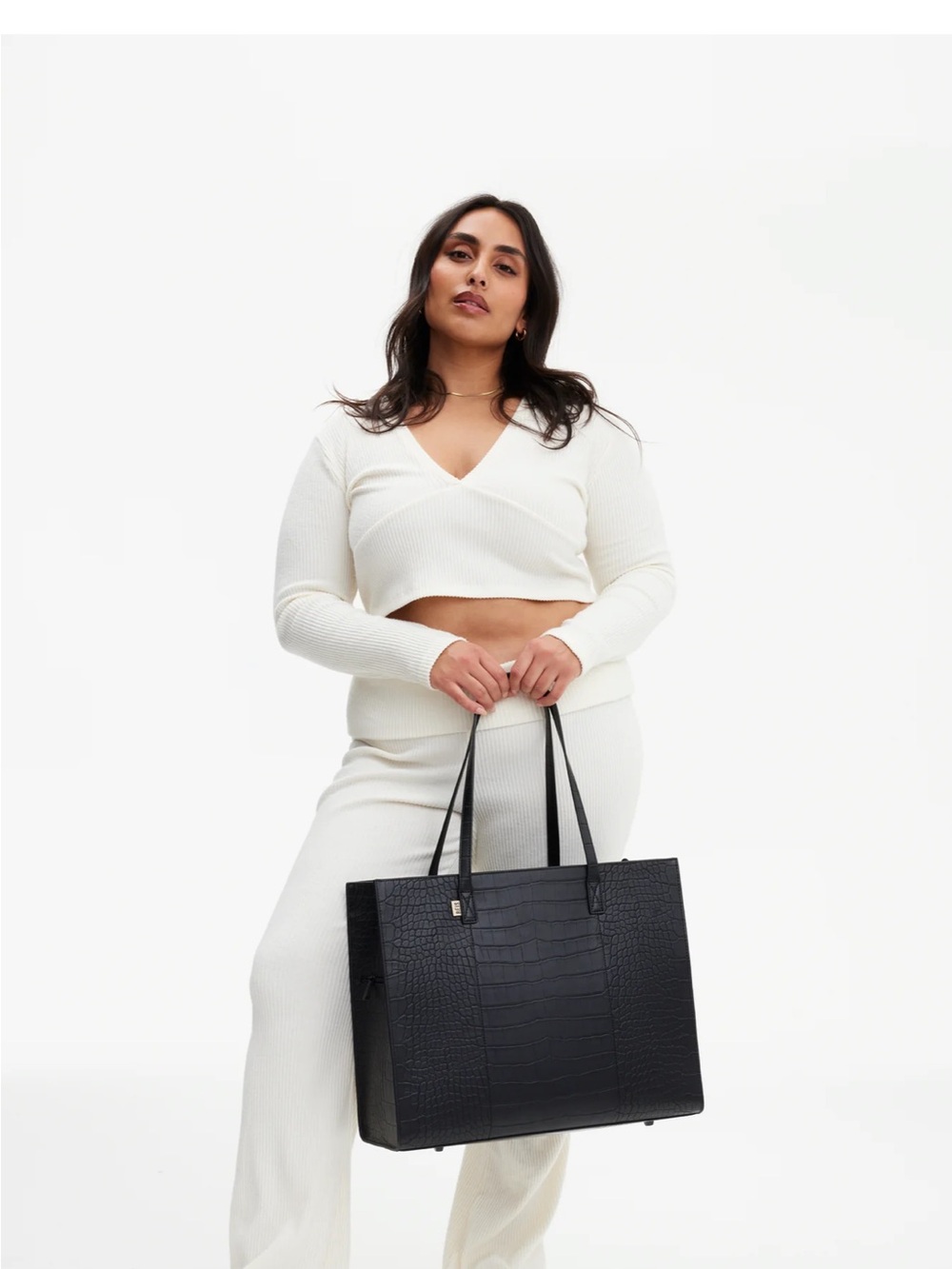 BEIS Black Crocodile Work Tote - Picture 3 of 5